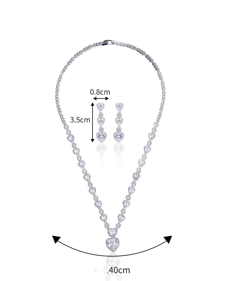 Silver Heart-Shaped Bridal Jewelry Set