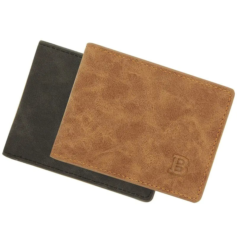 Men's wallet with coin bag, sleek minimalist design, solid color, lightweight.