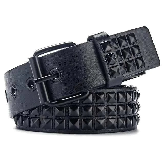 Star decoration wide belt with elegant black finish and stud detail.