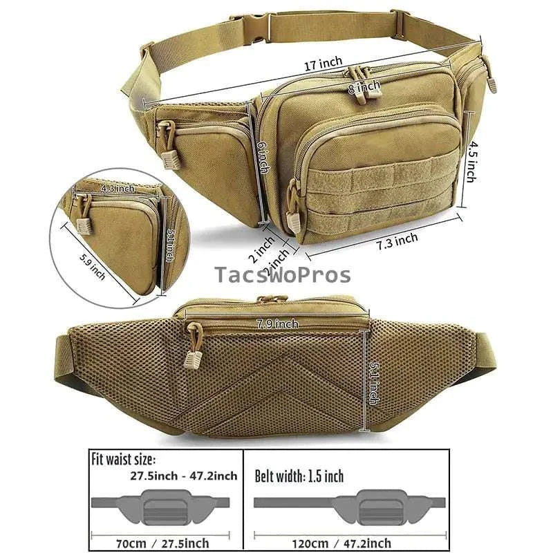 Tactical gun waist bag holster with adjustable fit, durable nylon construction, and ample storage compartments for accessories.