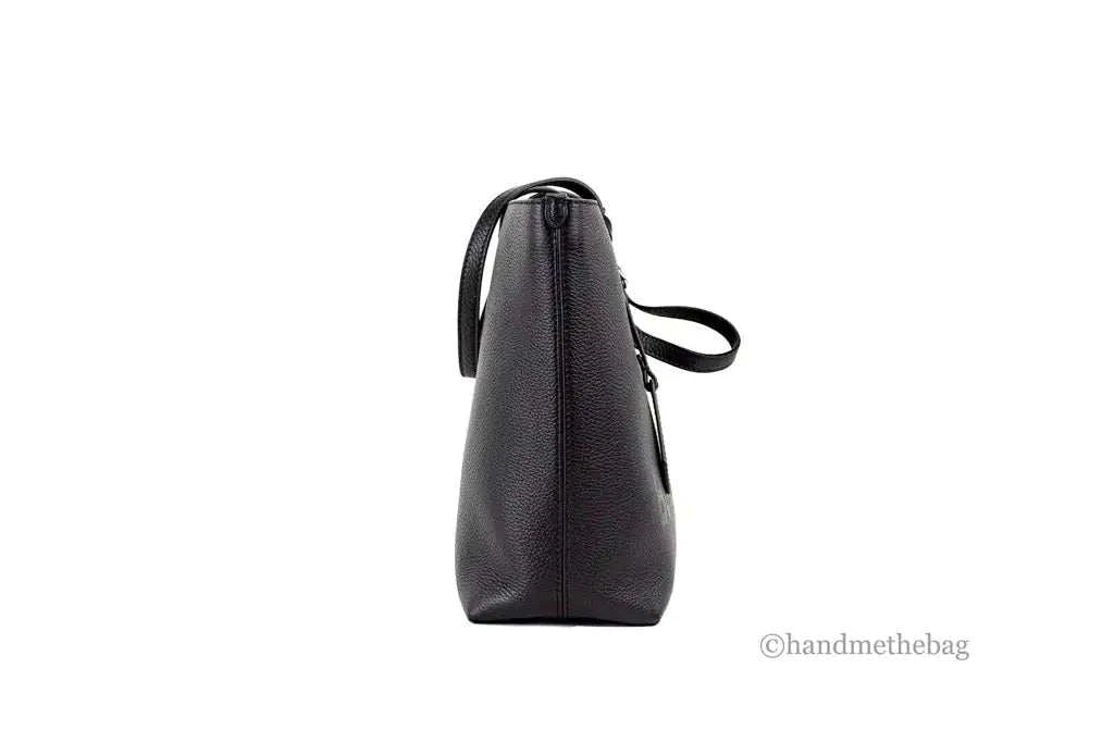 Burberry Ardwell Medium Black Branded Pebble Leather Shoulder Tote