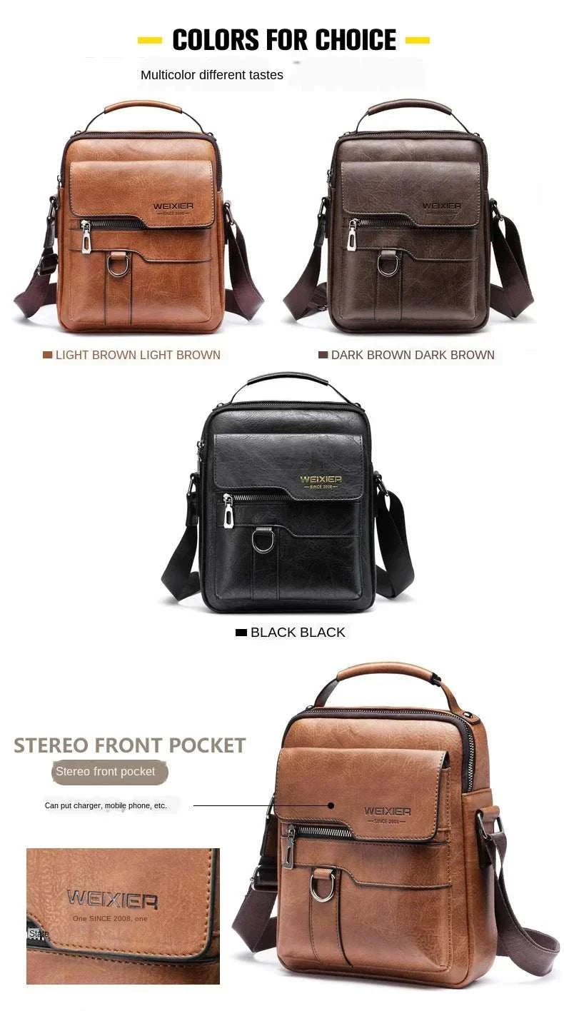 Men Crossbody Bag in various colors, featuring a sleek design with multiple compartments and adjustable strap for convenience and style.