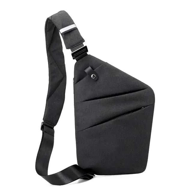 Ultra-thin chest bag for men with sleek design and adjustable strap.