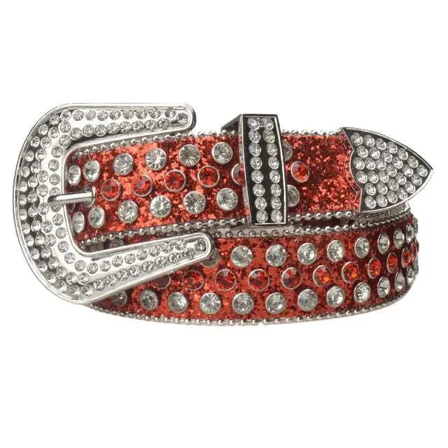 Diamond Studded Belt with glittery stones and western-inspired design.