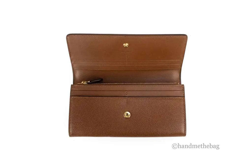 Burberry Porter Tan Leather Branded Embossed Clutch Flap Wallet