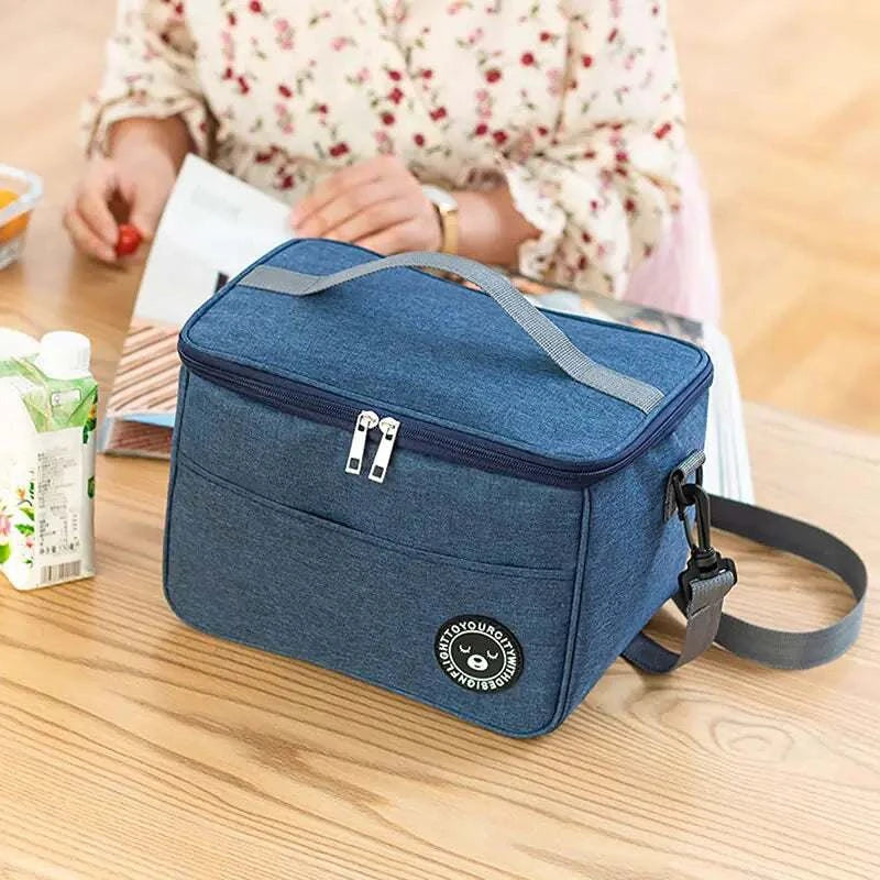 Waterproof Food Thermal Bag with adjustable shoulder strap and spacious design, crafted from premium Oxford cloth, ideal for keeping meals fresh.