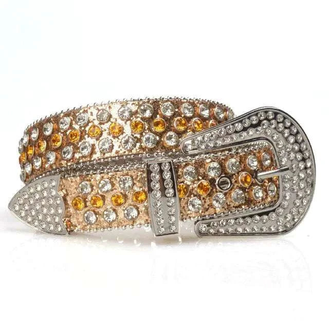 Diamond Studded Belt with rhinestones and western-inspired design.