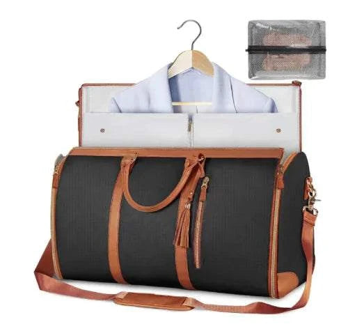 Voyager travel bag with compartments and padded straps, designed for stylish and durable travel.