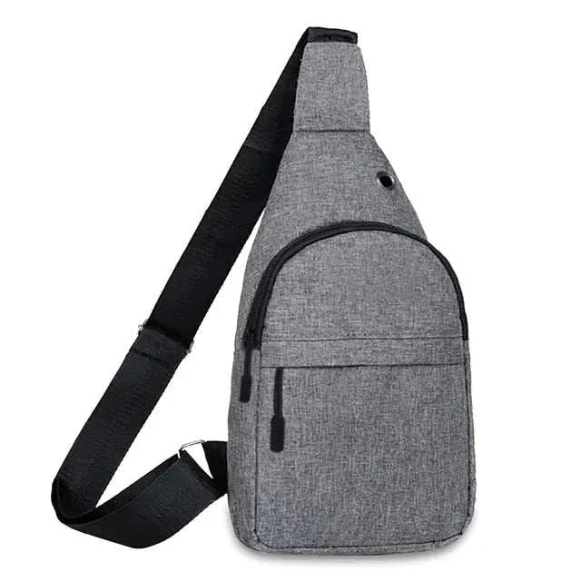 Men Chest Bag in durable canvas, casual style with multiple pockets and cartoon print design.