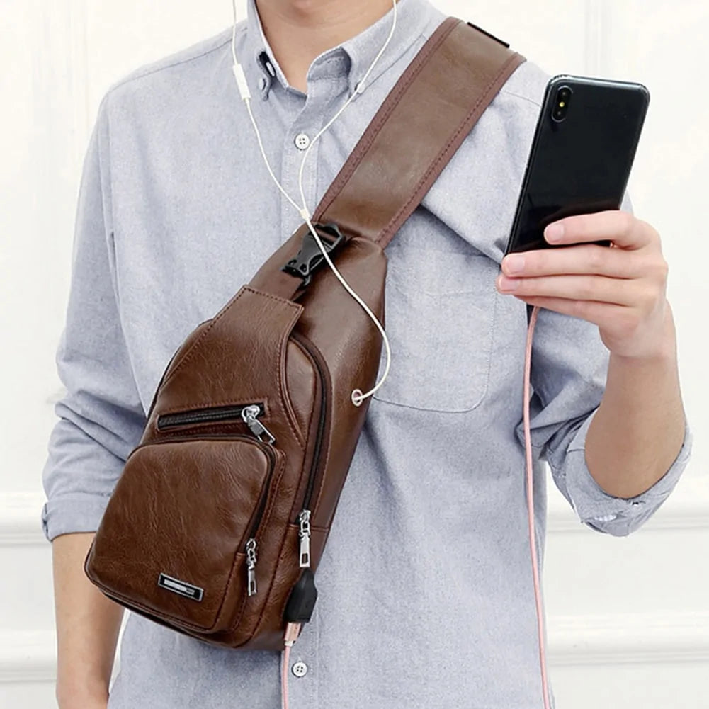 Men's USB Charging Chest Bag