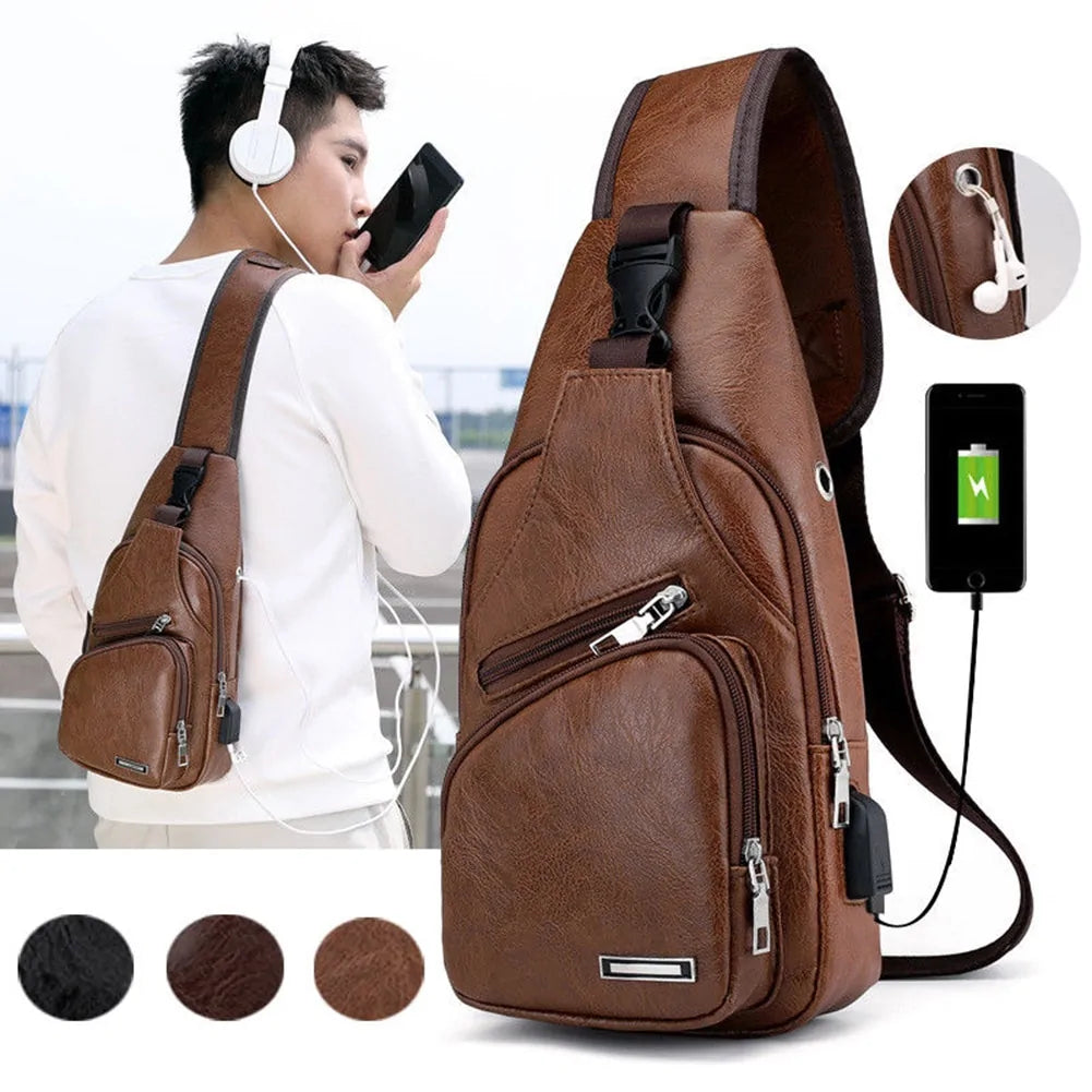 Men's USB Charging Chest Bag