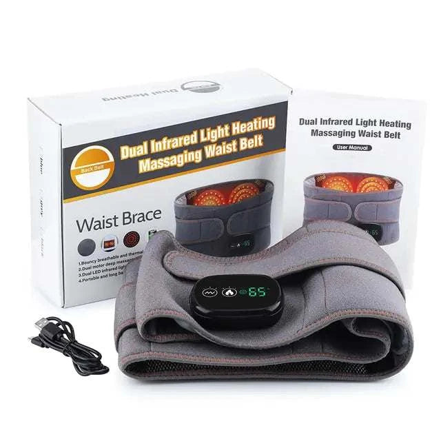 Electric heating massage belt for pain relief and relaxation.