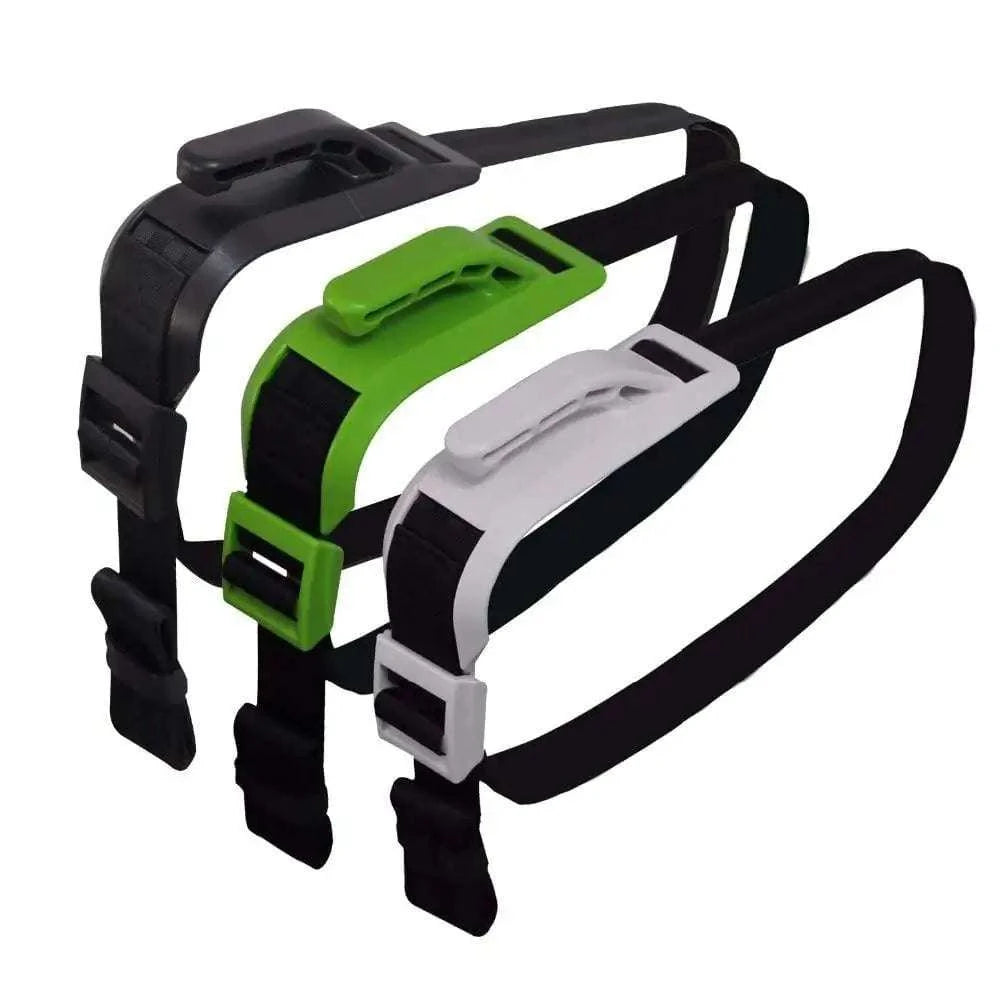 Pregnancy seat belt adjuster for comfort and safety in black, green, and gray.