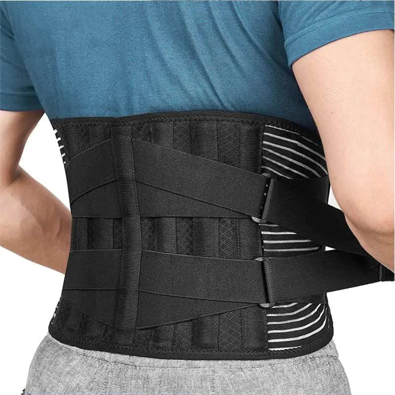 Back Lumbar Support Belt providing comfort and vertical support with adjustable straps.