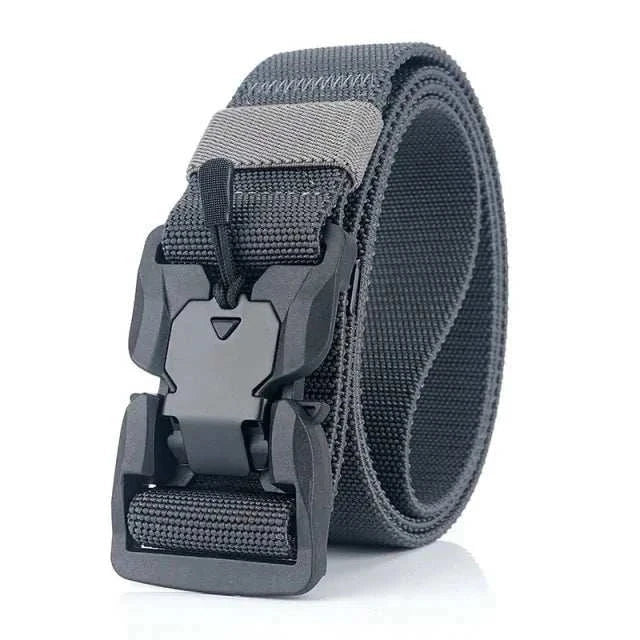 Tactical quick release military belt with durable buckle and nylon material.