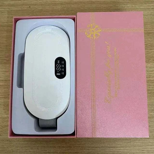 Menstrual Heating Waist Belt Relief in pink box packaging.