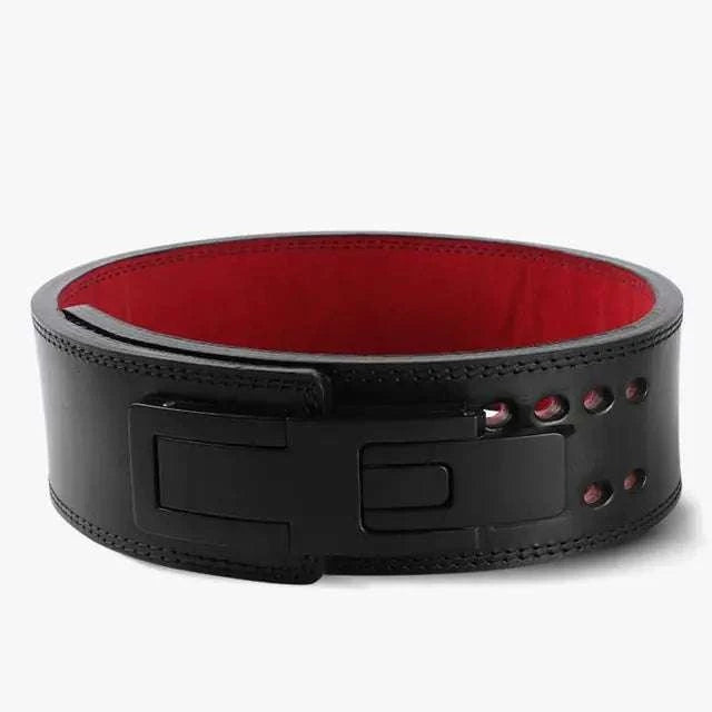 Black and red adjustable Support Training Belt for weightlifting.