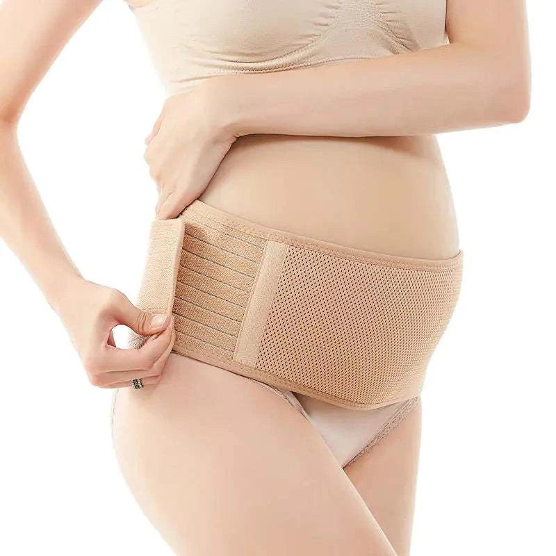 Maternity belly abdomen belt providing breathable support to a pregnant woman.