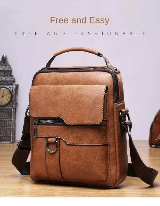 Men's crossbody bag with multiple compartments and adjustable strap, featuring sleek design and modern style.