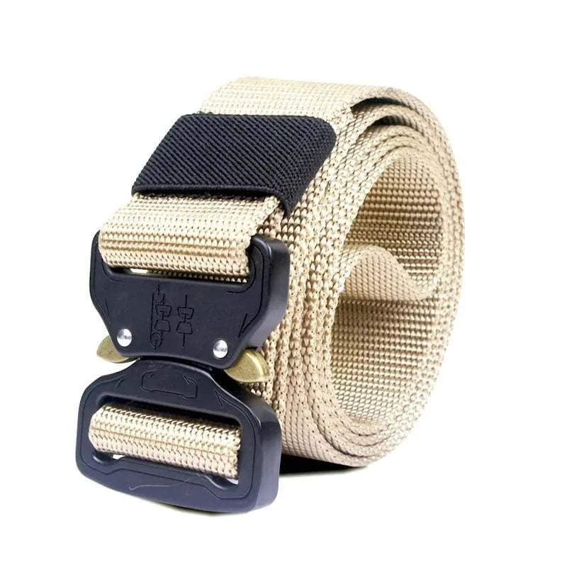 Military tactical nylon belt with sturdy buckle design for outdoor and tactical use.