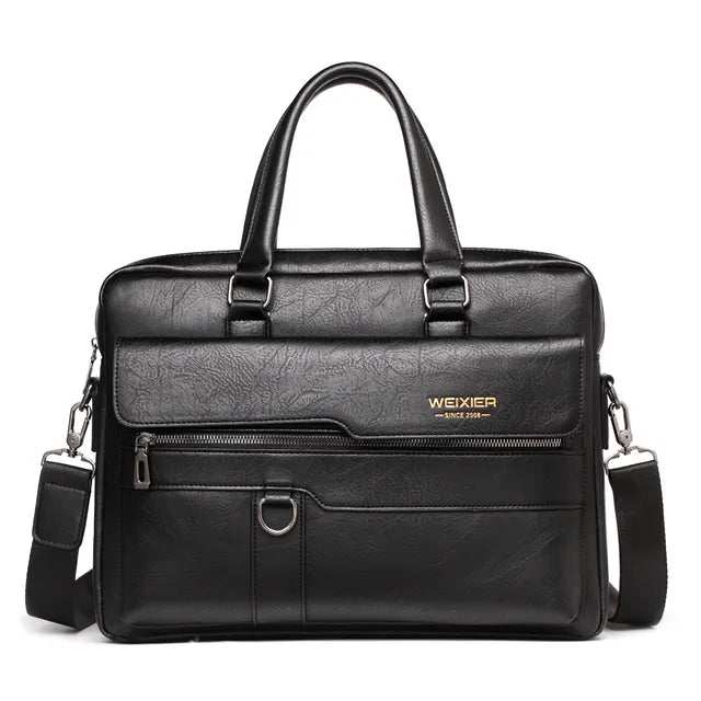 2024 Men's Briefcase Bag in premium PU leather, designed for professionals with laptop space and sleek design.